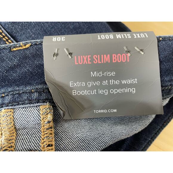 Torrid Jeans Plus Size 30R Midrise Luxe Slim Boot Cut Hippie Cowgirl Western NWT - Picture 6 of 6